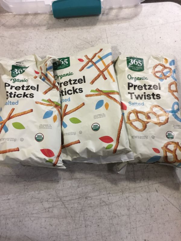 Photo 2 of 3 PACK--365 by Whole Foods Market, Organic Mini Pretzel Twists, 8 Ounce Salted 8 Ounce (Pack of 1)- BEST BY 03/2024