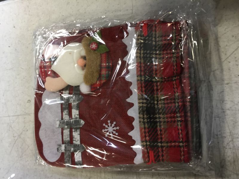 Photo 2 of 2024 Christmas Gift Doll Bags, Reusable Fabric Xmas Favor Bags Christmas Knitted Doll Gift Bags,Santa Snowman Deer Doll Storage Bag for Party Birthday and Festival (4 PCS)