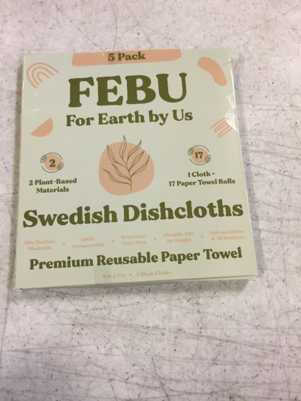 Photo 2 of FEBU Swedish Dishcloths for Kitchen | 5 Pack Black Swedish Dish Towels | Reusable Paper Towels Washable | Non-Scratch Cellulose Sponge Cloths | No Odor, Biodegradable, Swedish Cloths 5 Count (Pack of 1) Black