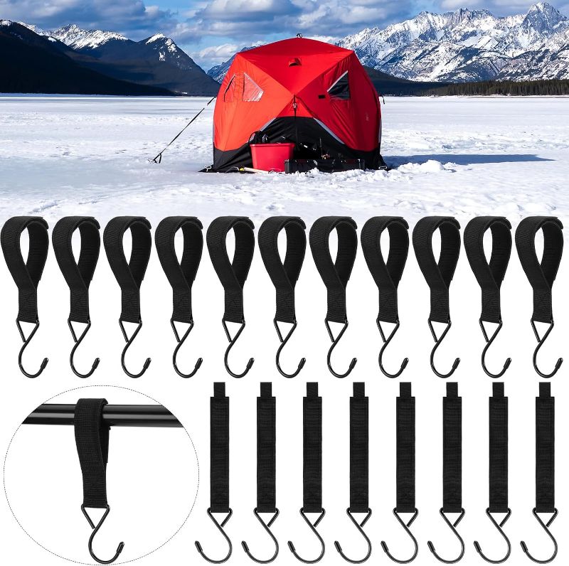 Photo 1 of 20 Pcs Ice Fishing Shelter Coat Hooks Ice Shelter Hooks Black Hook and Loop Fastener Ice Shack Accessory Hanger for Ice Fishing Tent Hunting Blinds Shanty Equipment Accessories Outdoor Camping
