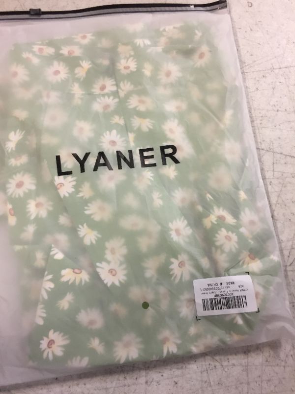 Photo 2 of LYANER Women's Casual Print Side Split High Waist Zipper Midi Skirt X-Small Floral Light Green