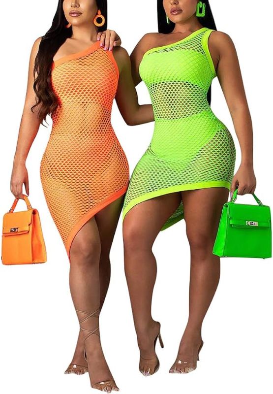 Photo 1 of ECHOINE Women's Sexy Swimwear Beach Dresses Mesh Cover Up See Through 3 Piece Outfits Clubwear- SIZE S 
