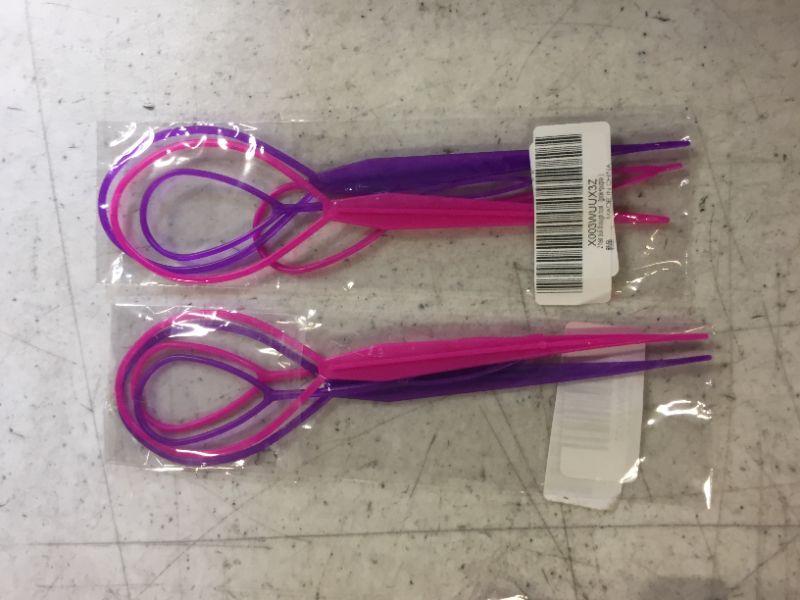 Photo 2 of 2 PACK--Topsy Tail Hair Tool Hair Pull Through Tool Hair Loop Styling Tool - Ponytail Maker French Braid Loop (pink+purple)
