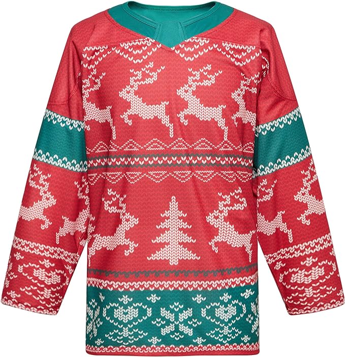 Photo 1 of EALER Christmas Sublimated Practice Hockey Jersey Jacket with elk and Snow for Mans and Boys- SIZE S/M
