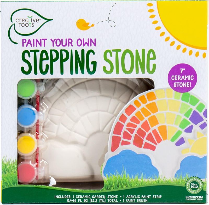 Photo 1 of Creative Roots Paint Your Own Rainbow Stepping Stone Craft Kits for Kids, Ceramics to Paint, Ages 6+
