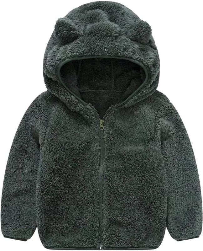 Photo 1 of Baby Boys Girls Toddler Hooded Jacket Fleece Hoodie Winter Warm Solid Color Coat Cute Bear Ear Sweater Thick Clothes- SIZE 6-9M
