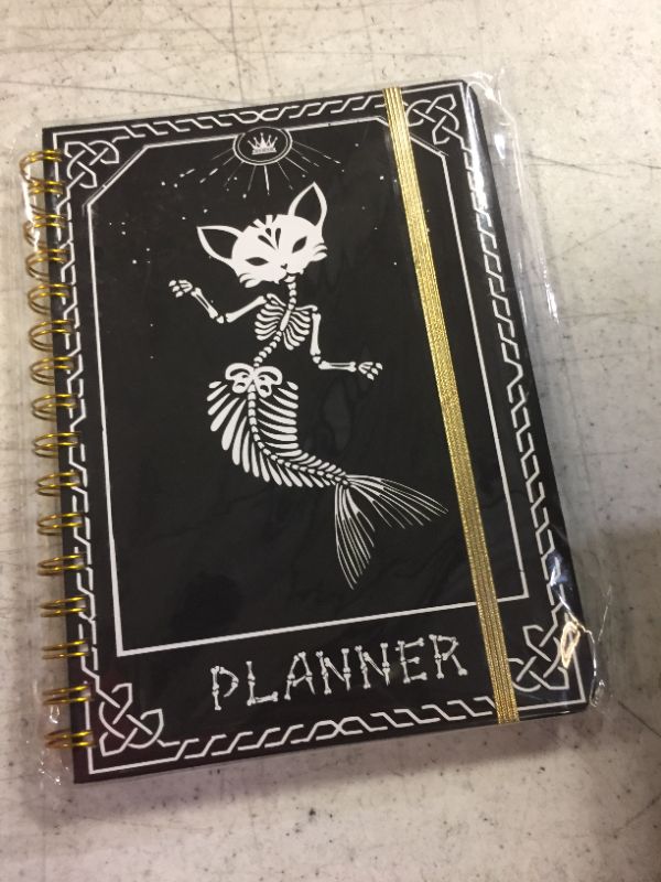 Photo 1 of 2024 Planner, 12-Month Weekly Monthly Planner from JAN.2024 to DEC.2024, 8.4" X 6", Planner Notebook with Spiral Bound, Stickers & Sticky Index Tabs, Fox-Fish Skull Black - 01