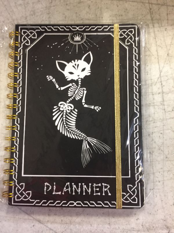 Photo 1 of 2024 Planner, 12-Month Weekly Monthly Planner from JAN.2024 to DEC.2024, 8.4" X 6", Planner Notebook with Spiral Bound, Stickers & Sticky Index Tabs, Fox-Fish Skull Black - 01