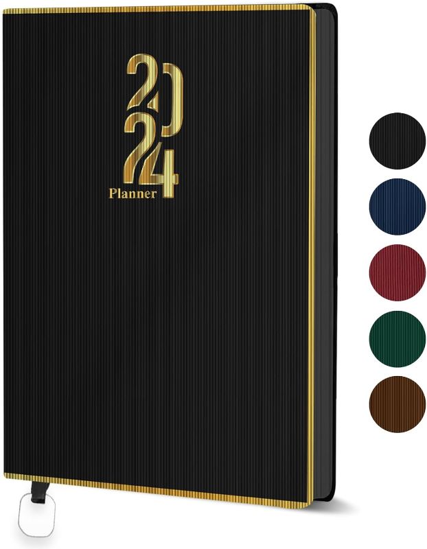 Photo 1 of Ymumuda 2024 Planner, Weekly Monthly Planner 2024, 8.25"×5.85", 12 Months, JAN.2024 to DEC.2024, School Planner with Premium Thick Paper, Perfect for School Work Office, Black
