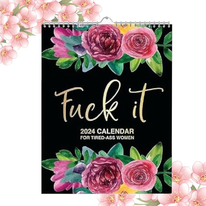 Photo 1 of 2024 Wall Calendar for Tired Hilarious Planner Monthly Hanging Calendar for Home Office
