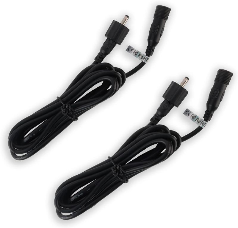 Photo 1 of 2 Pack Power Extension Cord IP65 Waterproof, Outdoor Extension Wire for Halloween Decoration Landscape Spotlight and Power Supply Equipment 6.56ft per Extension Cables Black
