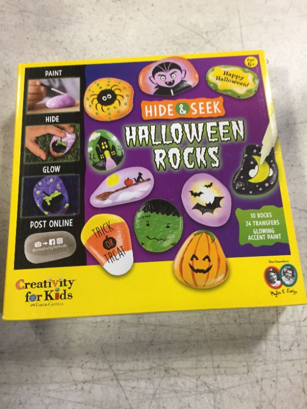 Photo 2 of Creativity for Kids Hide and Seek Halloween Rock Painting Kit - Halloween Crafts for Kids Ages 6-8 for Kids, Kids Crafts Halloween Painting Kit