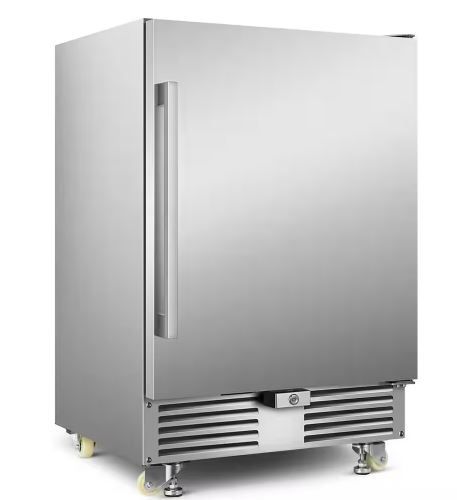 Photo 1 of 4.9cu. ft. 24 in. 190 Can Built-In/Freestanding Outdoor Cooler Fridge with 4 wheels, Weatherproof, Stainless Steel
