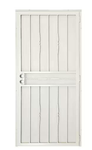 Photo 1 of 32 in. x 80 in. Cottage Rose Navajo White Surface Mount Outswing Steel Security Door with Expanded Metal Screen
