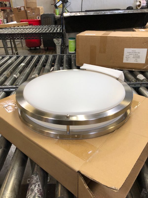 Photo 1 of 16 inch Dimmable LED Flush Mount Ceiling Light Fixture, Brushed Nickel, 36W, 2200LM, 2.7/3/3.5/4K/5K Adjustbale, 120°Light Angle, CRI80, Ceiling Lamp for Bedroom, Kitchen, Office, Garage, ETL Listed 16 inch Brushed Nickel.1