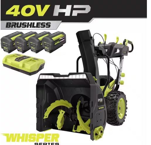 Photo 1 of 40V HP Brushless Whisper Series 24" 2-Stage Cordless Electric Self-Propelled Snow Blower - (4) 6 Ah Batteries & Charger
