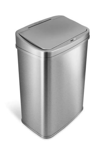 Photo 1 of 13 Gal. Silver Stainless Steel Rectangular Shape Motion Sensor Trash Can
