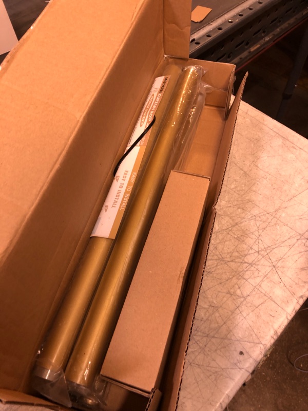 Photo 3 of Gold Curtain Rods for Windows 66 to 120 Inch(5.5-10ft),1 Inch Diameter Heavy Duty Curtain Rods,Adjustable Curtain Rod,Modern Decorative Drapery Rods,Telescoping Window Curtains Rod 36-120",Brass Gold 66-120" Gold