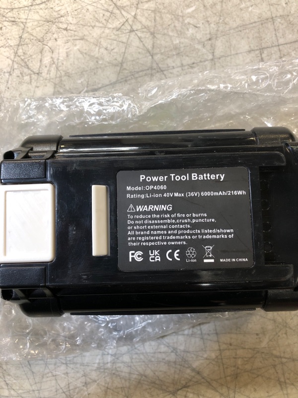 Photo 3 of OP4060 40V 6.0Ah Lithium Battery Replacement for All Ryobi 40-Volt Power Tools OP4015 OP4026 OP40201 OP40261 OP4030 OP4040 OP40401 OP4050 OP40501 OP4050A OP40601 OP4060A RY40200 RY40403 RY40204