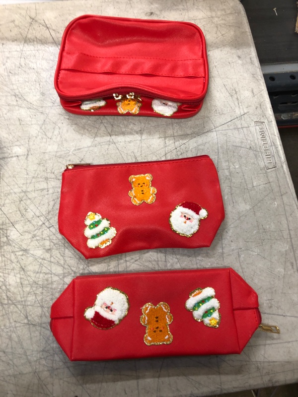 Photo 1 of 3PCS CHRISTMAS MAKEUP BAGS 