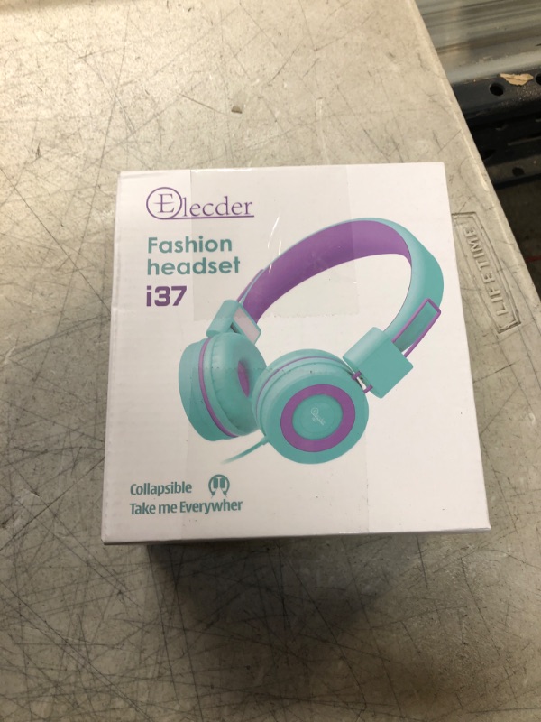 Photo 2 of Elecder i37 Kids Headphones Children Girls Boys Teens Foldable Adjustable On Ear Headphones 3.5mm Jack Compatible Cellphones Computer MP3/4 Kindle School Tablet Green/Purple