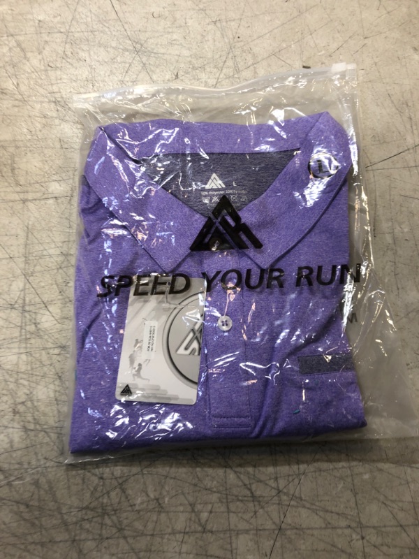 Photo 2 of ZITY Golf Shirt for Men Short Sleeve Sports Polo Shirts Mesh Tennis T-Shirt Large 0013-purple