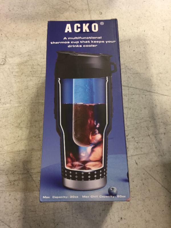 Photo 2 of Acko Tumbler with Coffee Chiller, Stainless Steel Insulated Tumbler, Reusable for Coffee/Tea/Beverage, 30oz (Black)