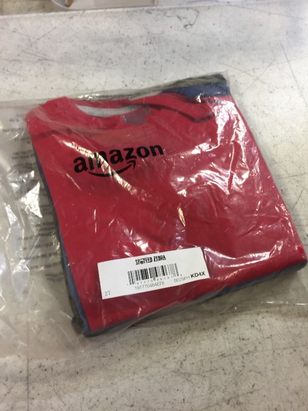 Photo 1 of Amazon Essentials Boys and Toddlers' Short-Sleeve V-Neck T-Shirt Tops (Previously Spotted Zebra), Multipacks 4 Red/Blue/Black 2T