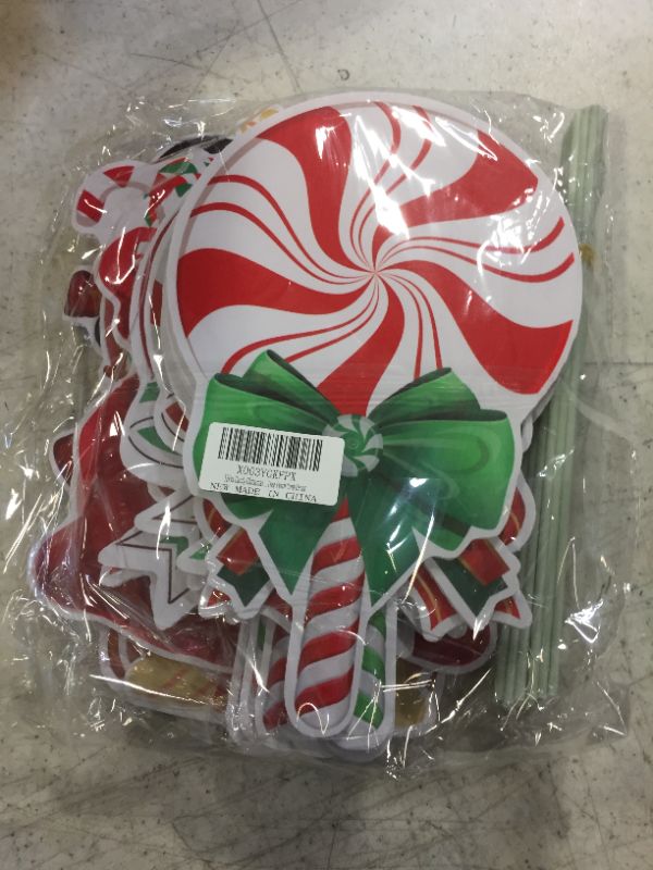 Photo 2 of 12Pcs Candy Christmas Decorations Outdoor Yard Signs - Plastic Peppermint Lollipop Candy Signs with Outdoor Holiday Decorations for Xmas Home Office Tree Porch Yard Decor 12Pcs Christmas