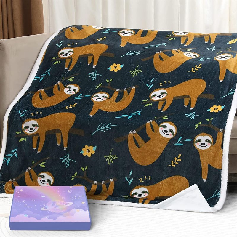 Photo 1 of Anamee Sloth Blanket Gifts for Kids, Boys and Girls' Cute Throw Blanket Soft Cozy Flannel Women Mom Blanket, Suitable for Sofa, Bedroom, Living Room 50 x 60 inches
