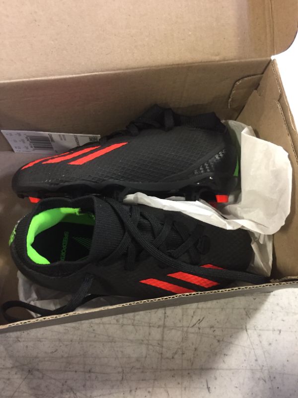 Photo 2 of adidas Unisex-Child X Speedportal.3 Firm Ground Soccer Shoe 11 Little Kid Black/Solar Red/Solar Green