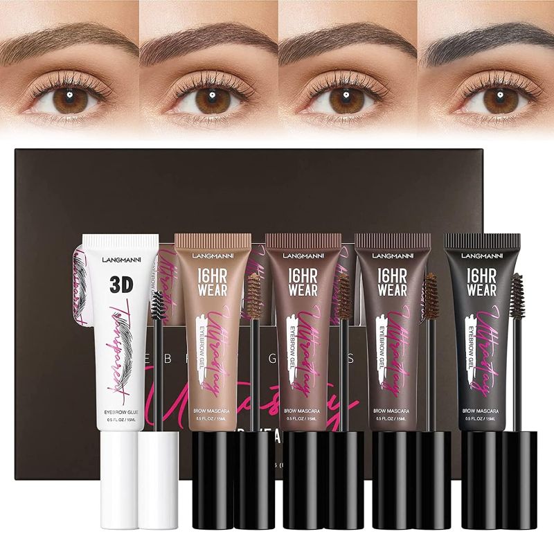 Photo 1 of Eyebrow Gel Set,The Brow Glue,4 Pcs Colors Eyebrow Cream+1 Pcs Lamination Glue 3D Clear Contouring Eyebrow Gel,Clear Eyebrow Setting Gel Brow Mascara, Brow Lift(Eyebrow 5pcs Set)
