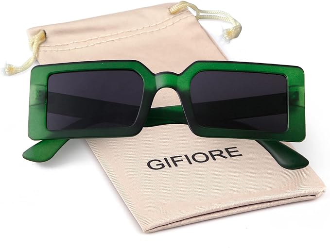 Photo 1 of GIFIORE Retro Rectangle Sunglasses Narrow Square Trendy 90s Nude Glasses UV Protection
