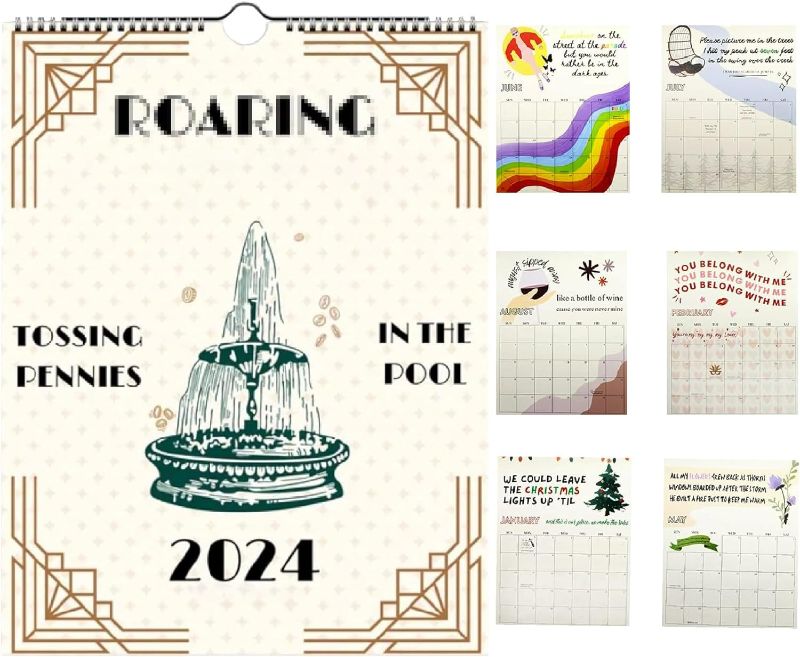 Photo 1 of 2024 Roaring Twenties Calendar Wall Calendar Jan 2024 - Dec 2024, Eras T-our Calendar Music Posters Album Cover Poster Calendar Gag Gifts for Family, Friends
