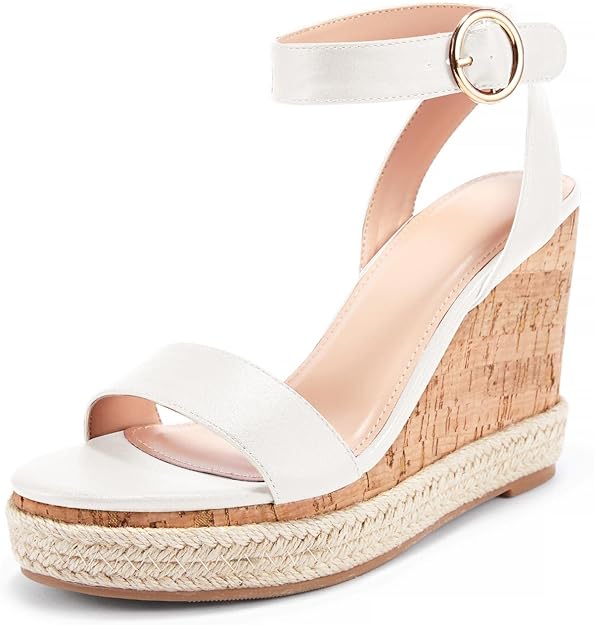 Photo 1 of Liyuandian Womens Espadrille Cork Platform Wedge Sandals Ankle Strappy Open Toe Slingback High Heel Summer Sandals- SIZE 5
