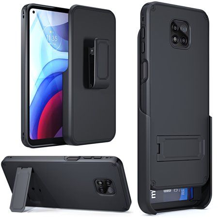 Photo 1 of Heavy Duty Case Designed for Moto G Power (2021) Case [NOT Compatible with 2020 Model] Holster Case with Belt Clip – Full Body Protection Kickstand
