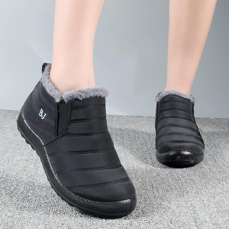 Photo 1 of Boojoy Winter Boots, Winter Warm Anti-slip Ankle Booties, Waterproof Slip on Outdoor Winter Fur Lined Warm Booties, Unisex Snow Boots. (6/6.5US, Black)
