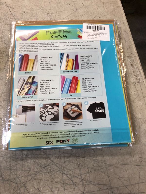 Photo 1 of Heat Transfer Vinyl Glow in The Dark Iron-on Vinyl 5 Sheets, Muilt Colors Neon Lumious HTV Bundle (12 x 10 inches) for DIY Clothes Like T-Shirts Hats Helmet, Eco-Friendly Materials

