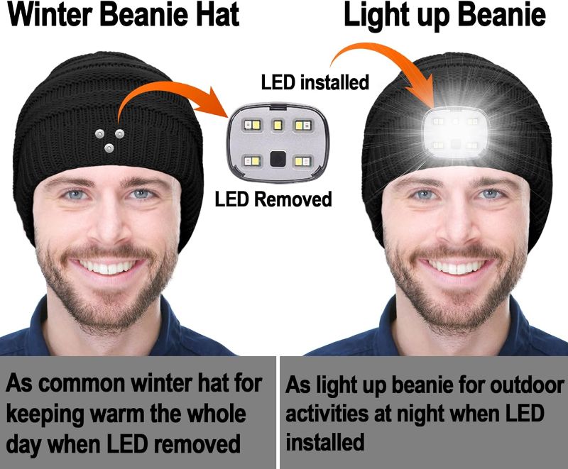 Photo 1 of Beanie Winter Hat with Light LED Unique Christmas Hunting Gifts Stocking Stuffers for Men Women Teen Adult Her
