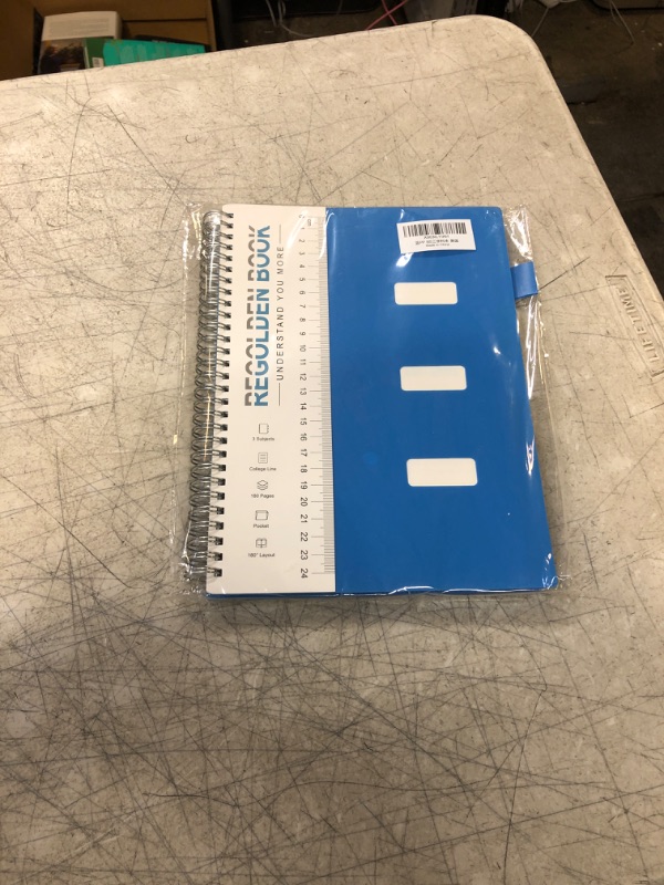 Photo 2 of Regolden-Book 3 Subject Spiral Notebook College Ruled with Dividers Tabs Pocket, Multi Subject Spiral Lined Journals for School Home & Office, 180 Pages, 7x10, Blue 3 Subject B5 Blue