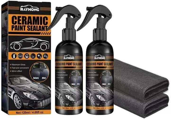 Photo 1 of 2pc Quick Ceramic Coat Sealing Spray - Quick Wax Polish - Ceramic Coat Strengthening Spray - Maximum Gloss - Restore Car Like New - 3 in 1 High Protection (120ml + Glitter Cloth)
