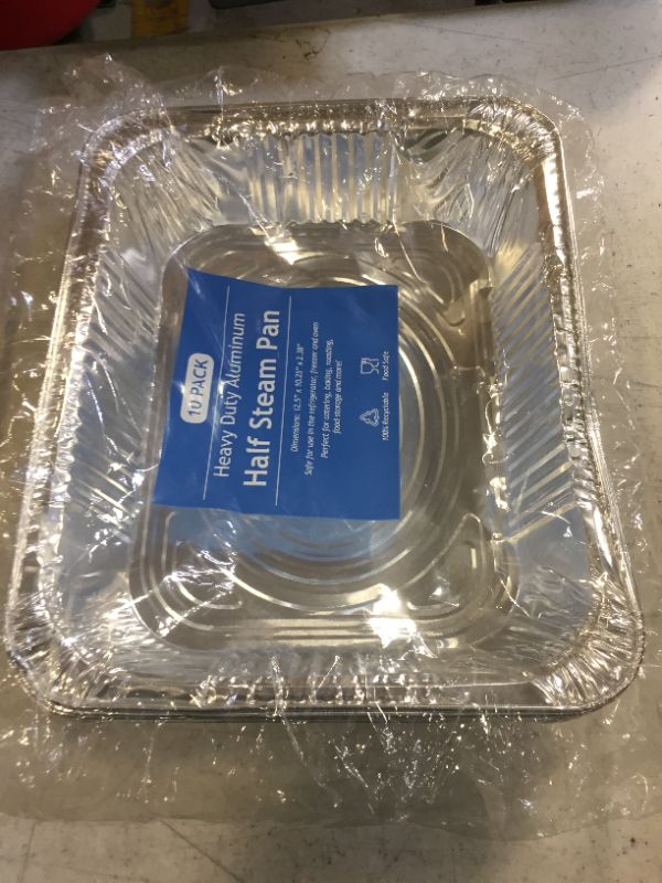 Photo 2 of HEAVY DUTY Aluminum Half Size Steam Pans - 9x13 Disposable Foil Deep Trays - Great for Cooking, Grilling, Roasting, Heating, Buffets, Serving, Storing, and Prepping Food! (10 Pack)