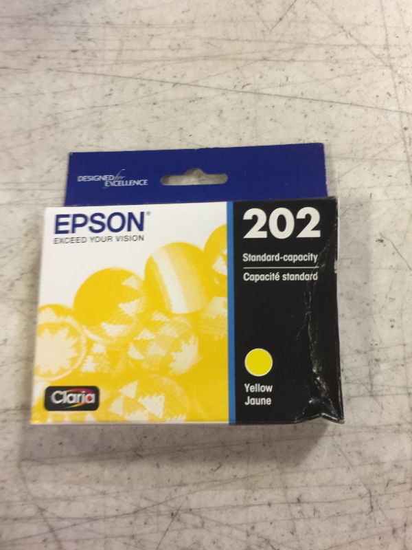 Photo 2 of EPSON 202 Claria Ink Standard Capacity Yellow Cartridge (T202420-S) Works with WorkForce WF-2860, Expression XP-5100 Yellow 1 Count (Pack of 1) Ink