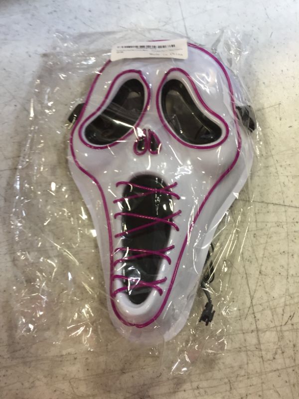 Photo 1 of Halloween Mask, Ghost Mask, LED Light Up Mask for Adult Men Women Kids, Scary Glow Mask with 3 Lighting Modes
