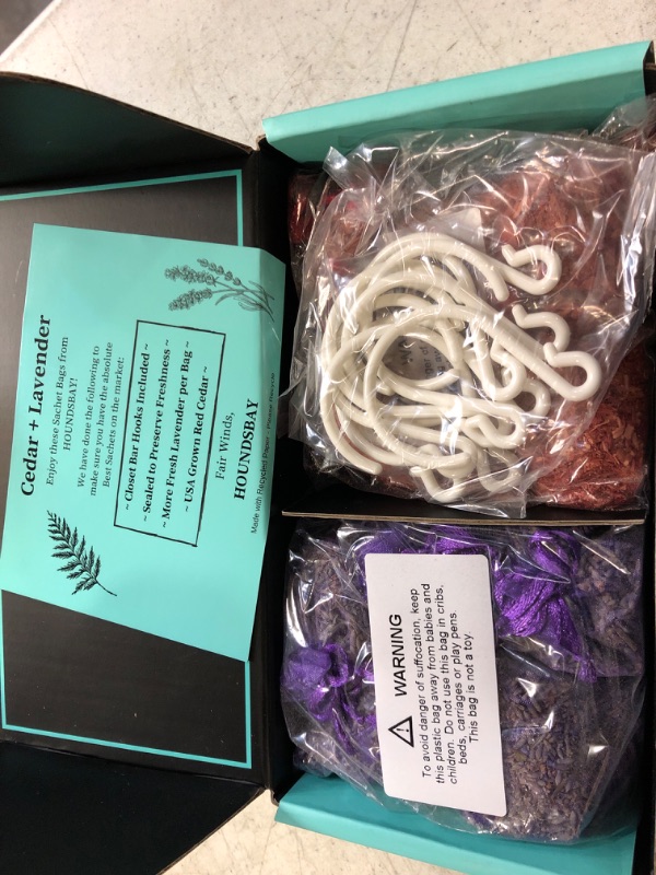 Photo 1 of 5 Cedar and 5 Lavender Sachet Bags, Fully Stuffed Scented Sachets with Hanger Hooks, Perfect for Closets, Drawers, Cars, Gym Bags, or Anyplace That Needs to Smell Better 5 Cedar & 5 Lavender Sachets