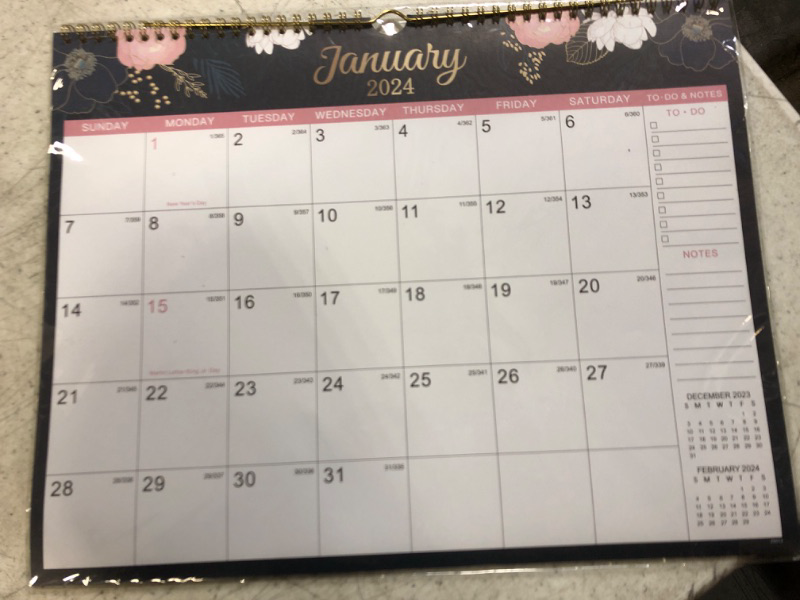 Photo 2 of 2023-2024 Wall Calendar - 18 Months Wall Calendar 2023-2024, July 2023 - December 2024, 14.6" x 11.5", Twin-Wire Binding, To-do & Notes, Large Blocks, Julian Dates & Holidays, Perfect for Daily Planning