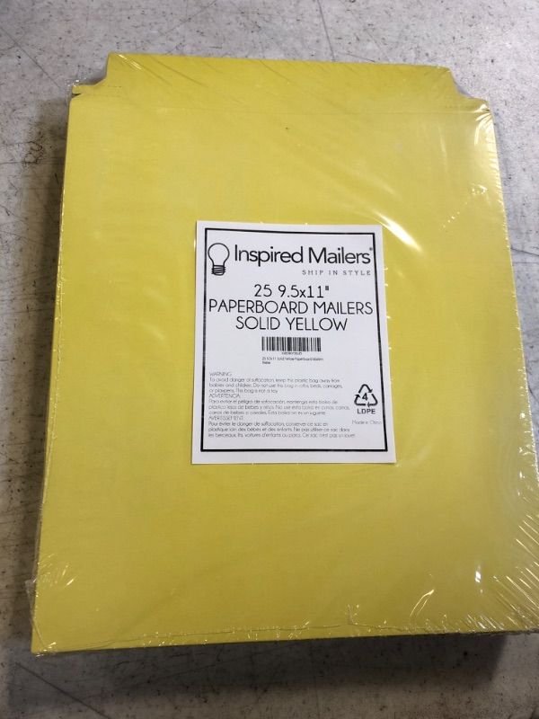 Photo 2 of Paperboard Mailers 9.5x11" - Yellow Document Mailers - 25 Pack - Document Envelopes - Paper Mailing Envelopes - Cardboard Envelope Mailers - Cardboard Envelopes - Cardboard Mailers 9.5x11" - 25 Pack Yellow