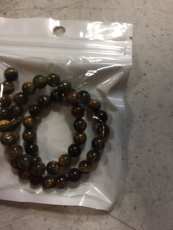Photo 2 of 46pcs 8mm Natural Gemstone Beads, 15.5" Healing Power Energy Stone Beads for Jewelry Making, Bracelets Making and DIY Handmade Beading (Yellow Tiger Eye)
