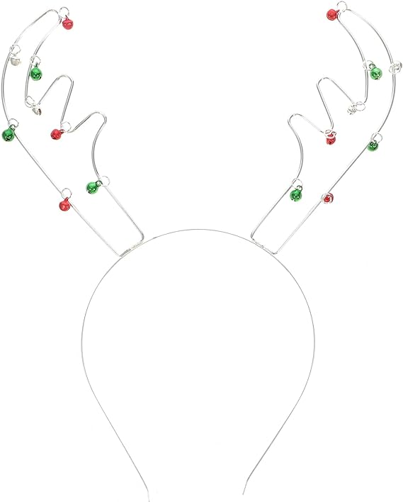 Photo 1 of Antler Costume Accessories Reindeer Ear Headband Deer Antlers Headband Christmas Hair Hoop Antler Bell Hair Hoops Xmas Headdress Elk Headband Women's Party Supplies Clothing
