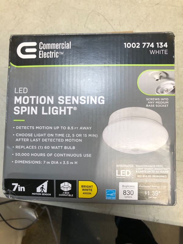 Photo 2 of Spin Light 7 in. Motion Sensor LED Flush Mount Ceiling Light Customize Hold Times Closet Rated 830 Lumens 4000K